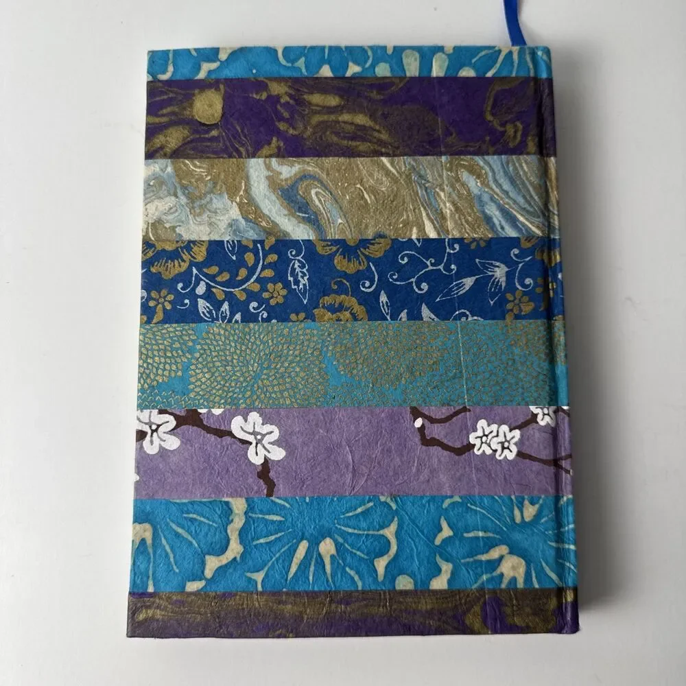 Blue Floral Journal Blank Diary Book Hard Cover Made From Lokta Plant from Nepal